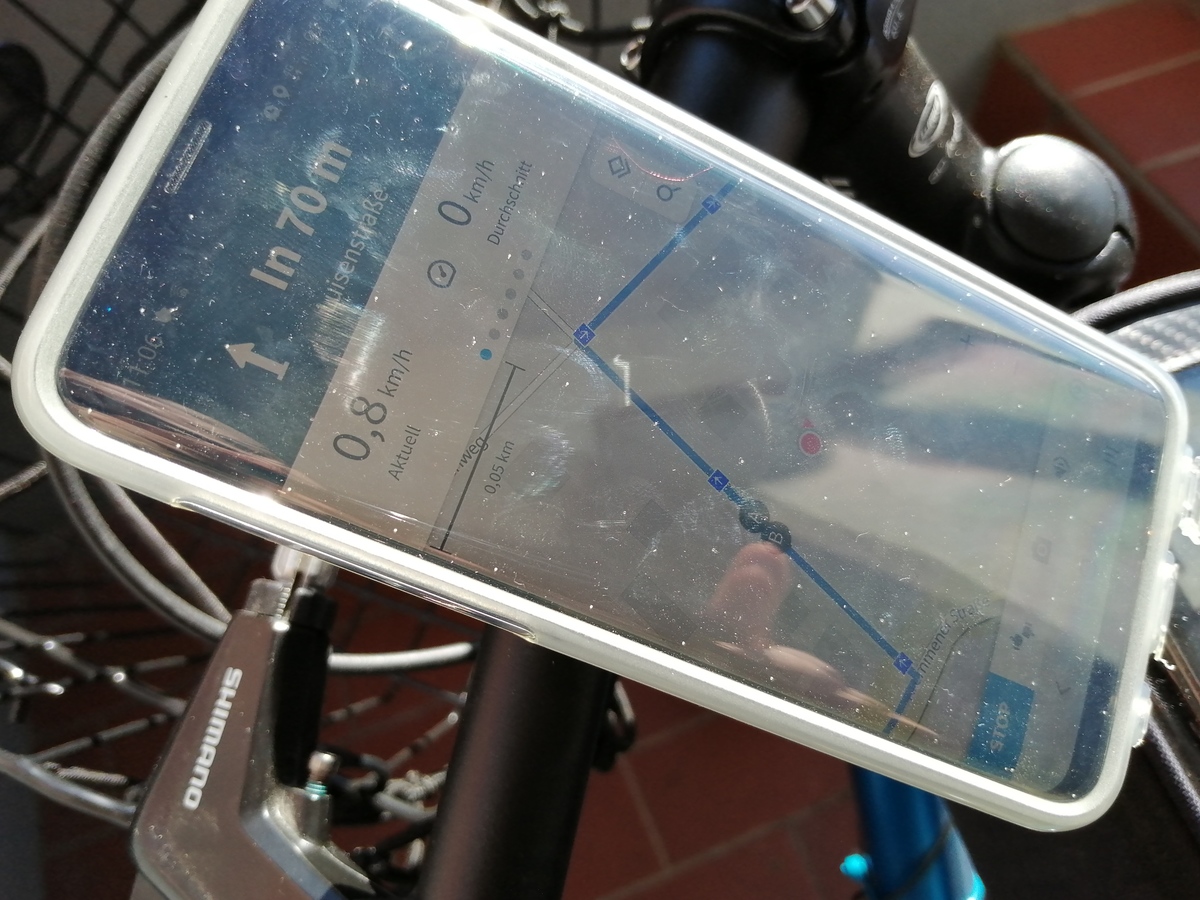 Galaxy S9 am Fahrradlenker